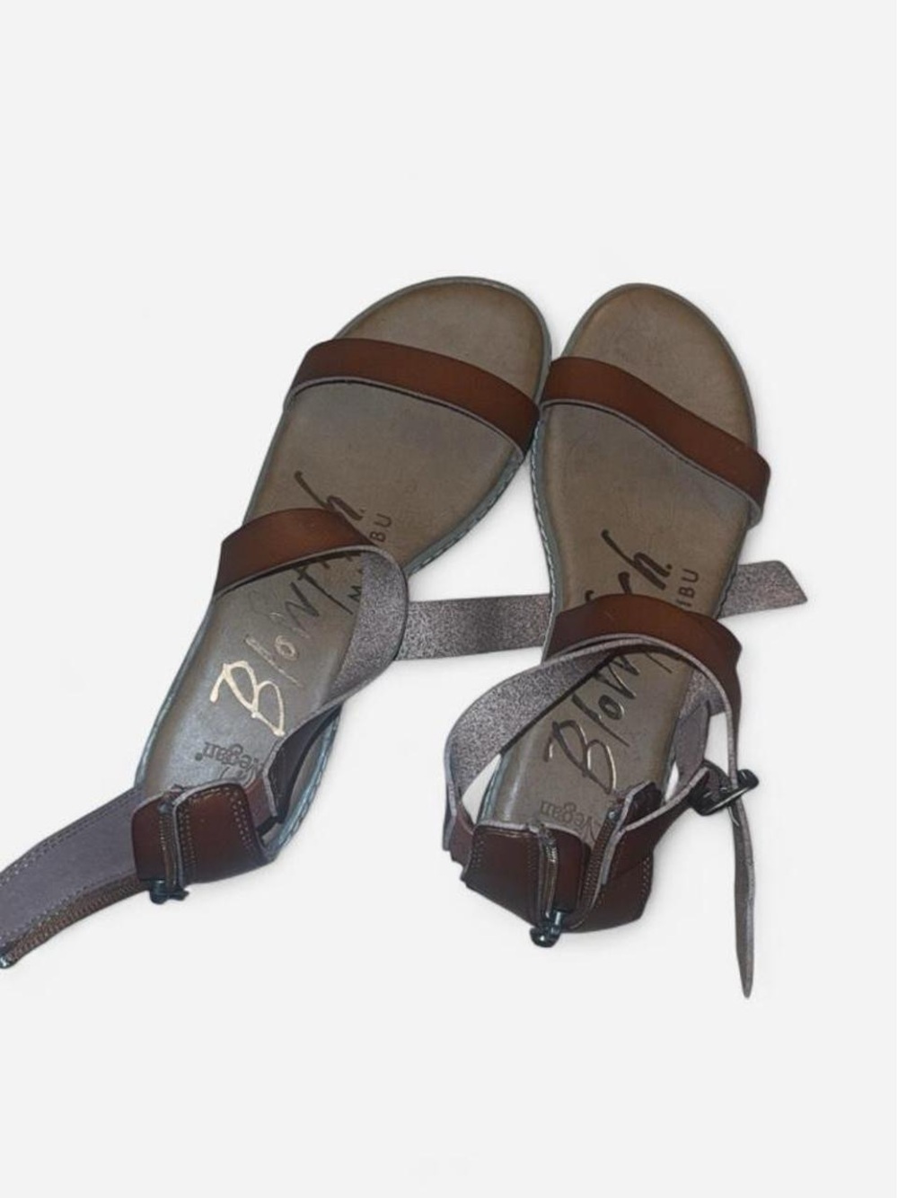 Blowfish Brown Leather Ankle-Strap Sandals